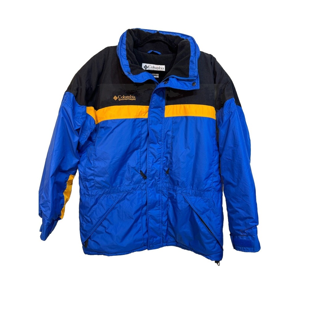 Columbia Vintage Men's Large Jacket Winter Ski Outdoor Coat Zip up Blue Yellow